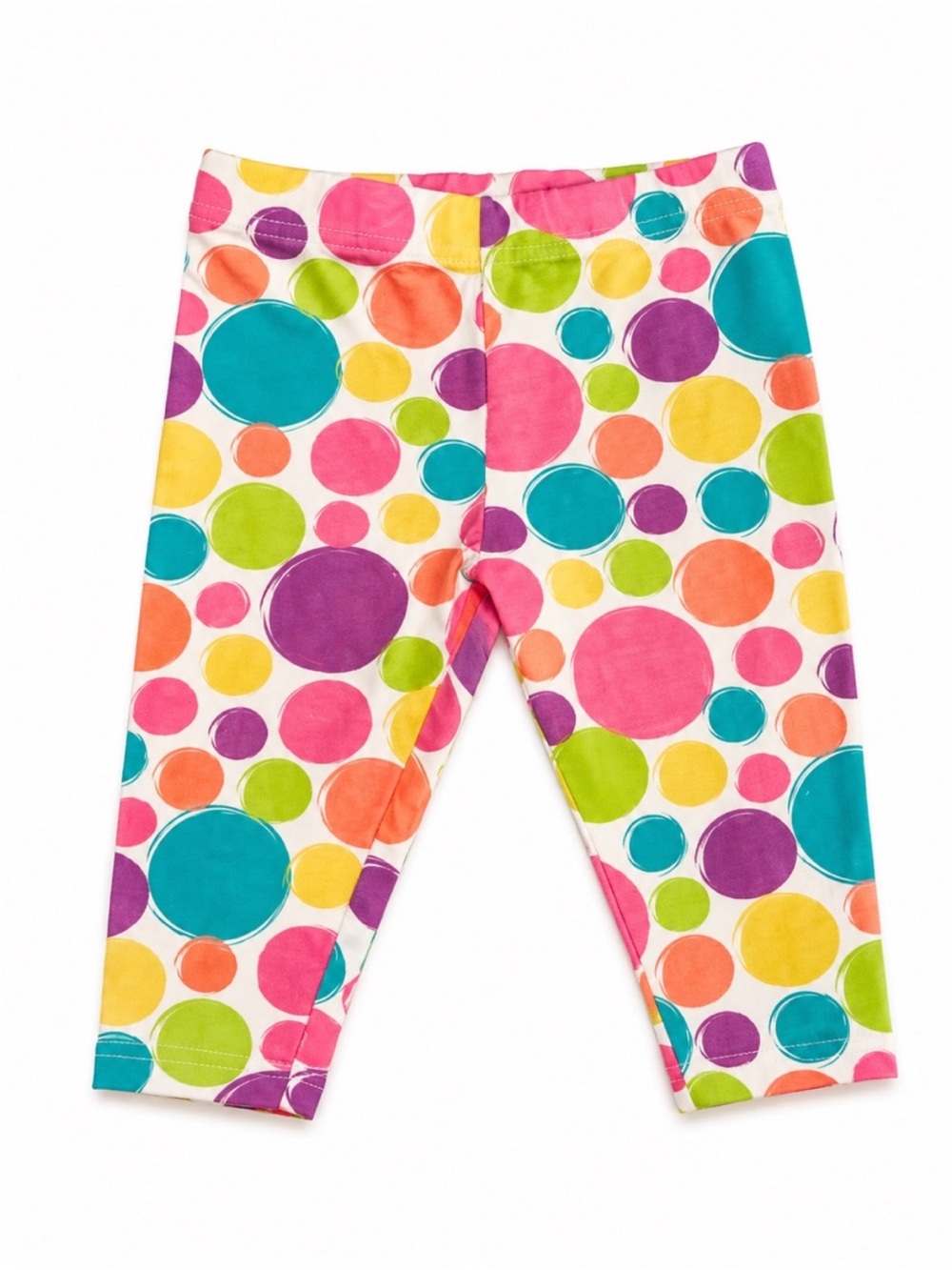 George White Capri Leggings with Bright Multicolor Polka Dots